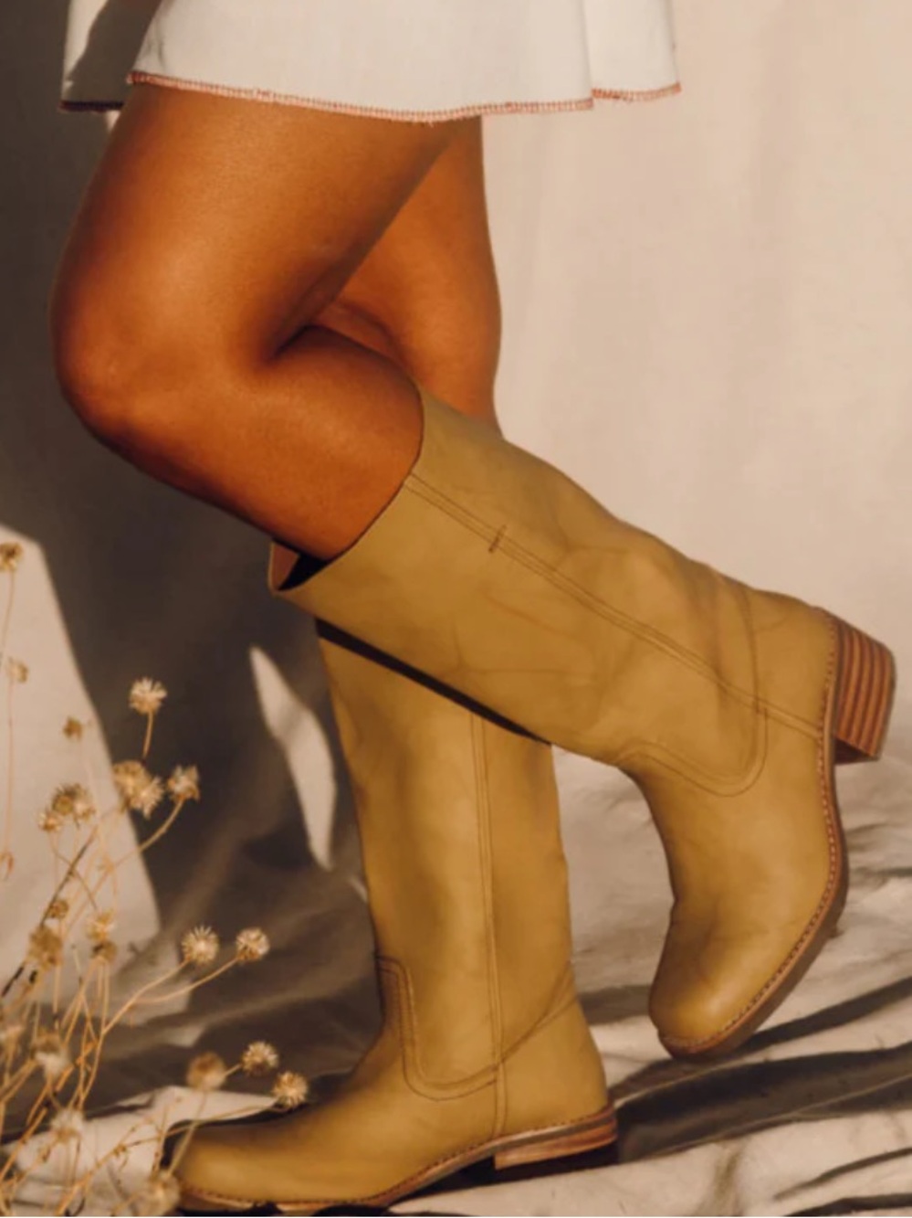 Frye Tall Leather Heeled Boots in Tan - Picture 4 of 13